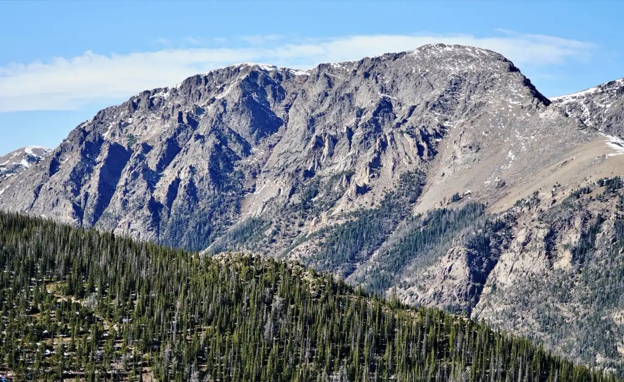 Mount Chapin above the pine forest along Trail Ridge Road in Rocky Mountain National Park